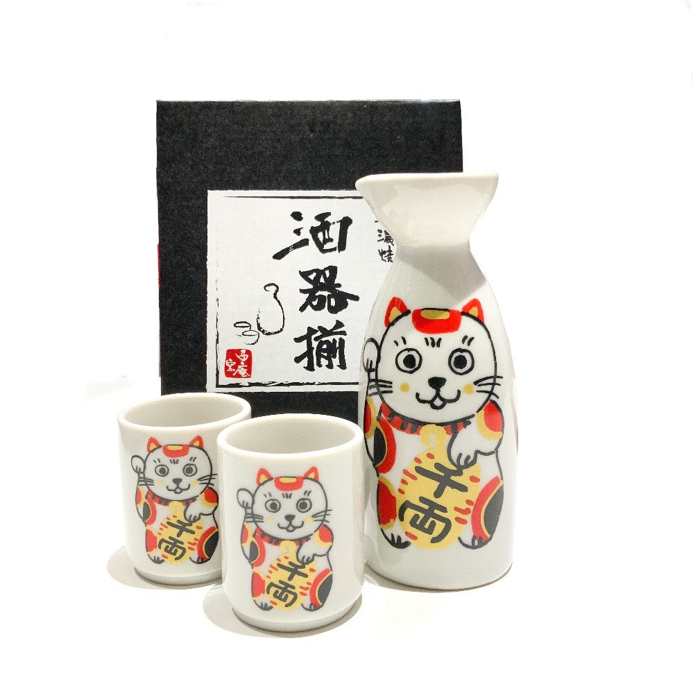 福楽酒器揃 招き猫Sake set Manekineko だるまSake set Daruma