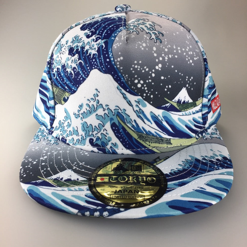 北斎 浪裏 総柄 Cap