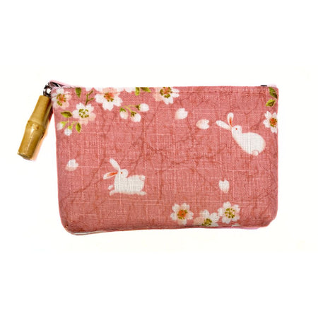 日本製 桜うさぎ 竹玉付ファスナー小銭入