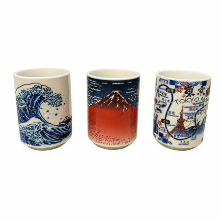 北斎 寿司湯吞 HOKUSAI Teacups