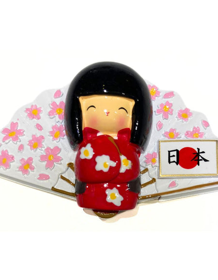 扇子型マグネット こけし