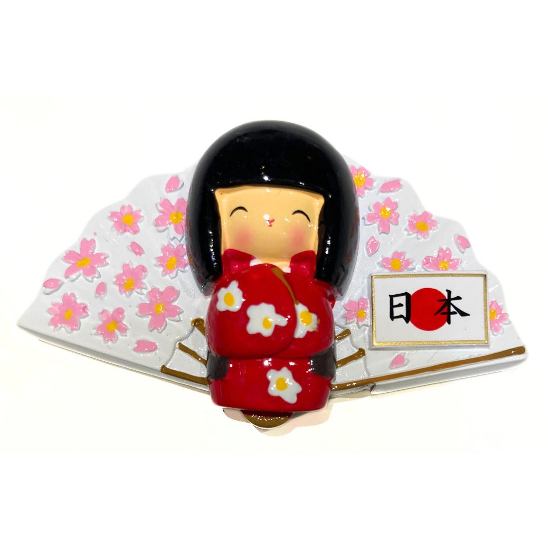 扇子型マグネット こけし