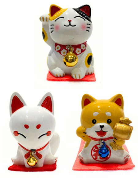 柴犬　招き猫　白狐　置物