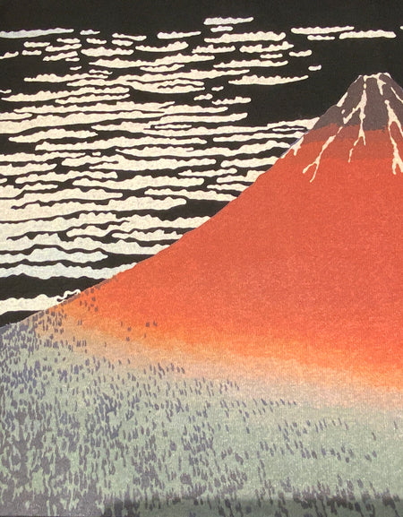 和柄Tシャツ　北斎 赤富士