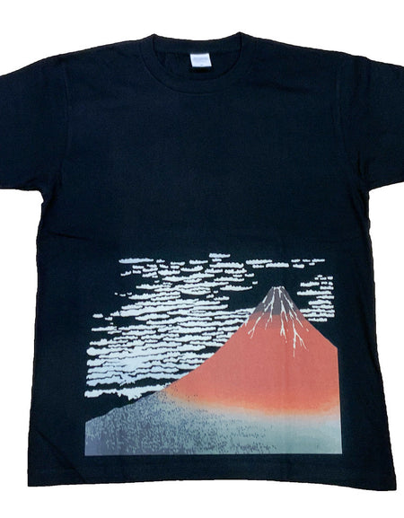 和柄Tシャツ　北斎 赤富士