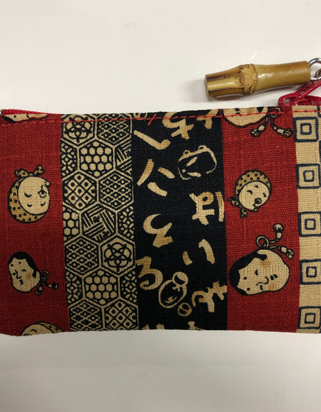 日本製 時代小紋 竹玉付 小銭入