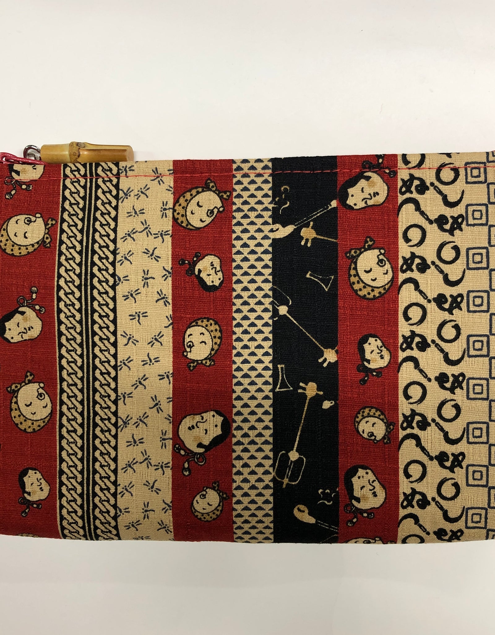 日本製 時代小紋 竹玉付角平ポーチ