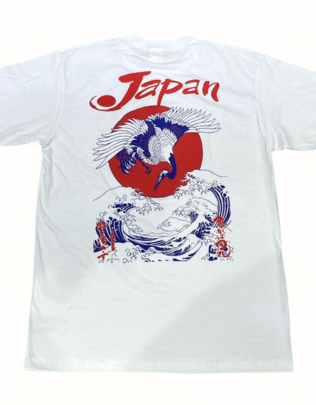 鶴 日の丸 波 Tシャツ