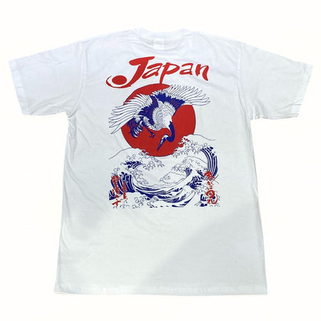 鶴 日の丸 波 Tシャツ