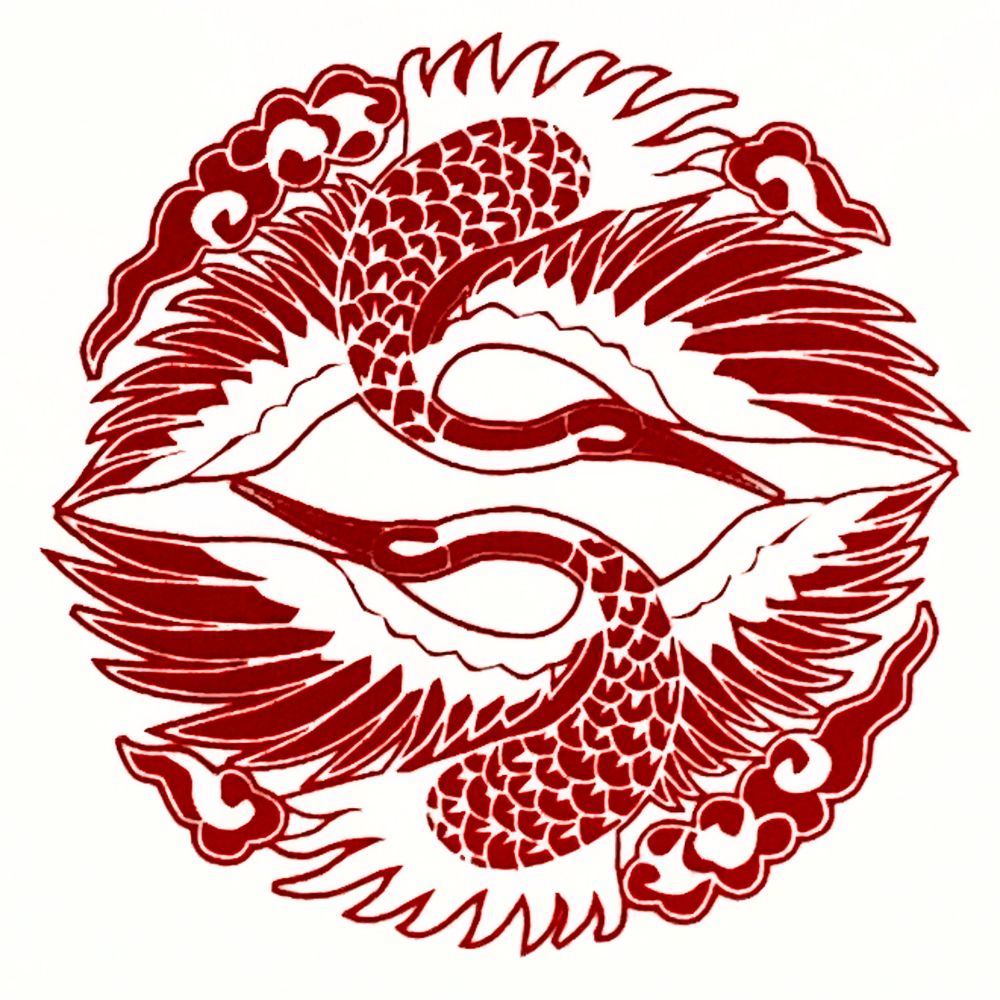 鶴 日の丸 波 Tシャツ