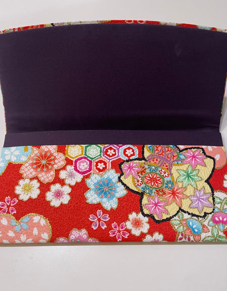 日本製 花小紋 ちりめん 長財布 お札入れ