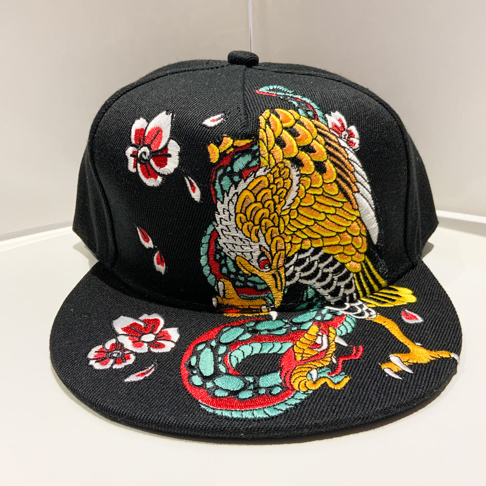 和柄 刺繍 不死鳥 Cap