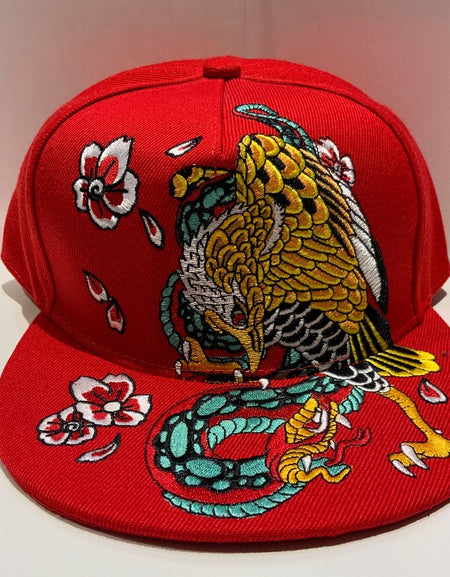 和柄 刺繍 不死鳥 Cap