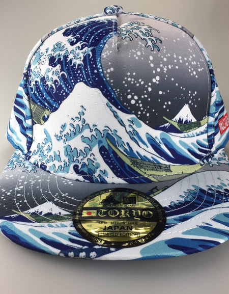 北斎 浪裏 総柄 Cap