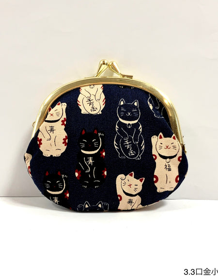 日本製 招き猫 3.3寸 がま口 小銭入れ