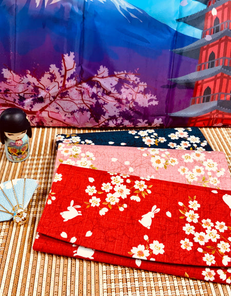 日本製 ちりめん 桜うさぎ 長財布