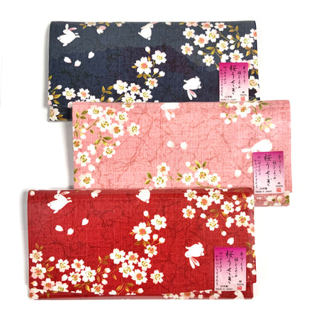 日本製 ちりめん 桜うさぎ 長財布