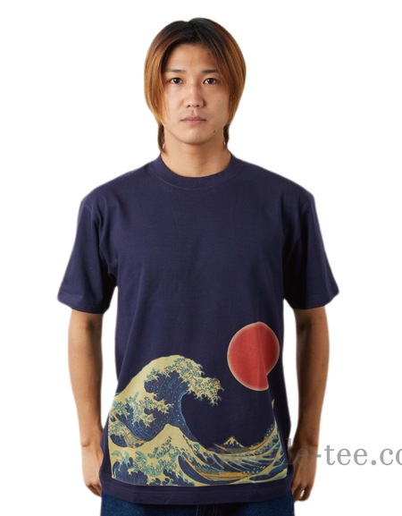 和柄Tシャツ　北斎 浪裏