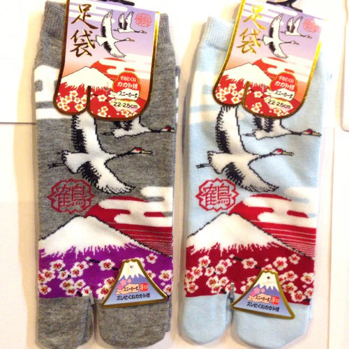足袋 ソックス スニーカー丈 レディ—スサイズ 和柄 靴下 鶴と富士 
